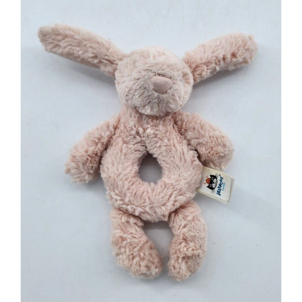 Little Jellycat London Bashful Blush 6" Pink Bunny Rabbit Plush Baby Ring Rattle